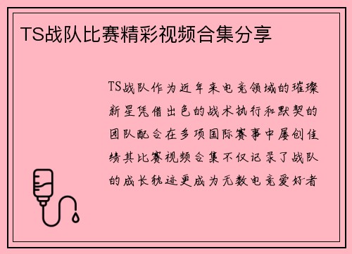 TS战队比赛精彩视频合集分享